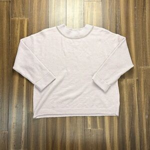 Size 1x Soft Surroundings Purple Knit Sweater Cuffed Sleeve Plus Size Beaded